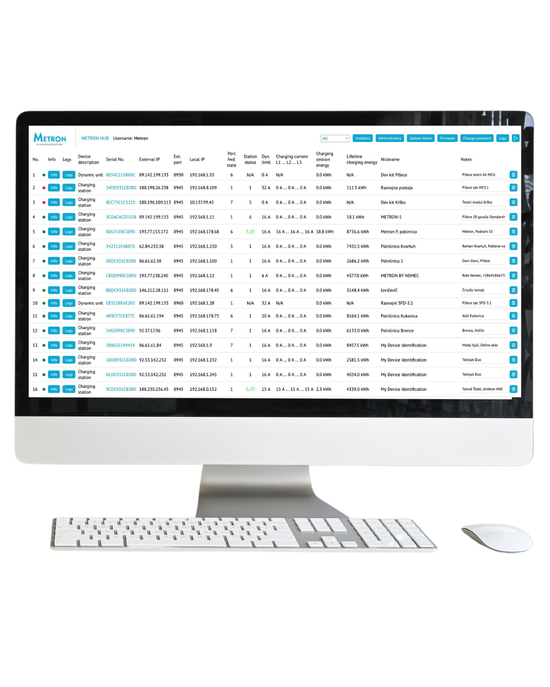 Metron application interface screenshot